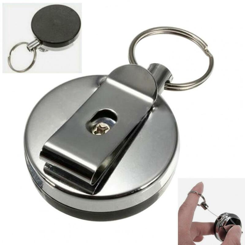 المفاتيح بطاقة شارة حامل مكافحة سرقة مطاطا حبل حزام قابل للسحب كليب سحب حلقة رئيسية للهدايا سلسلة مفاتيح