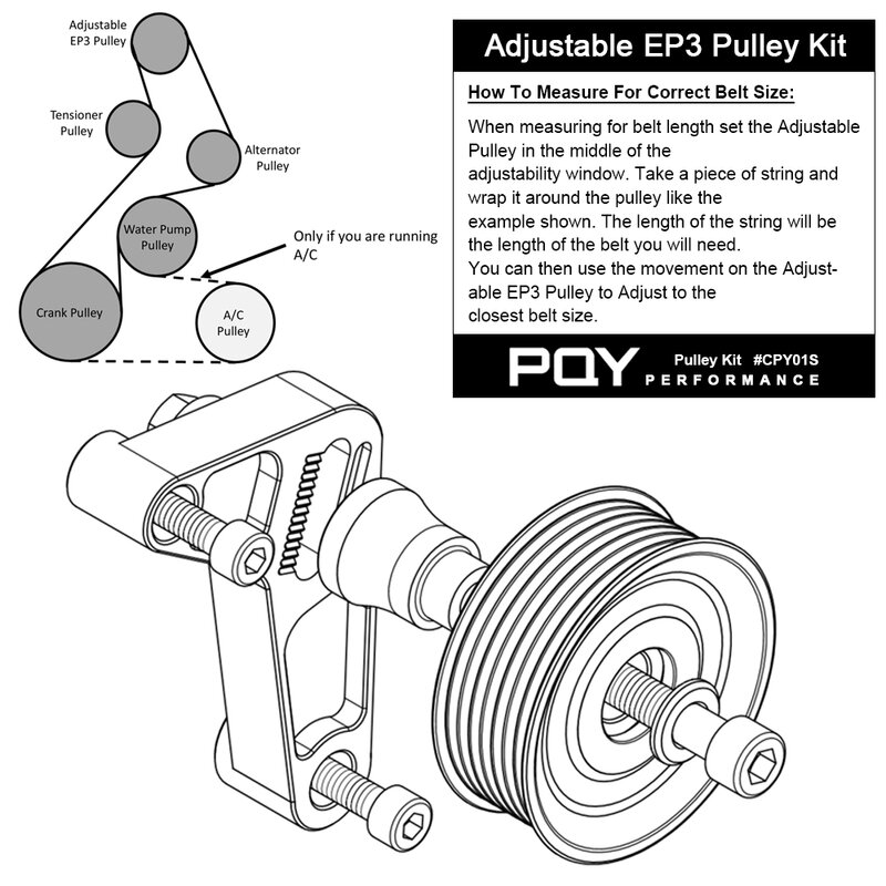 PQY-مجموعة بكرة EP3 قابلة للتعديل لهوندا 8th 9th سيفيك جميع محركات K20 و K24 مع الموتر التلقائي إبقاء أ/ج مثبتة CPY01/02
