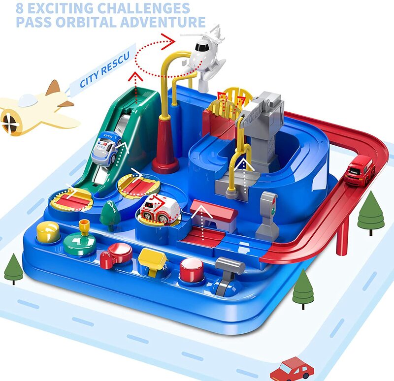 مرنة لعبة تعقب سيارة مغامرة لعبة التعليمية مونتيسوري قطار السكك الحديدية سيارات سباق نموذج آلة لعب للأولاد الأطفال