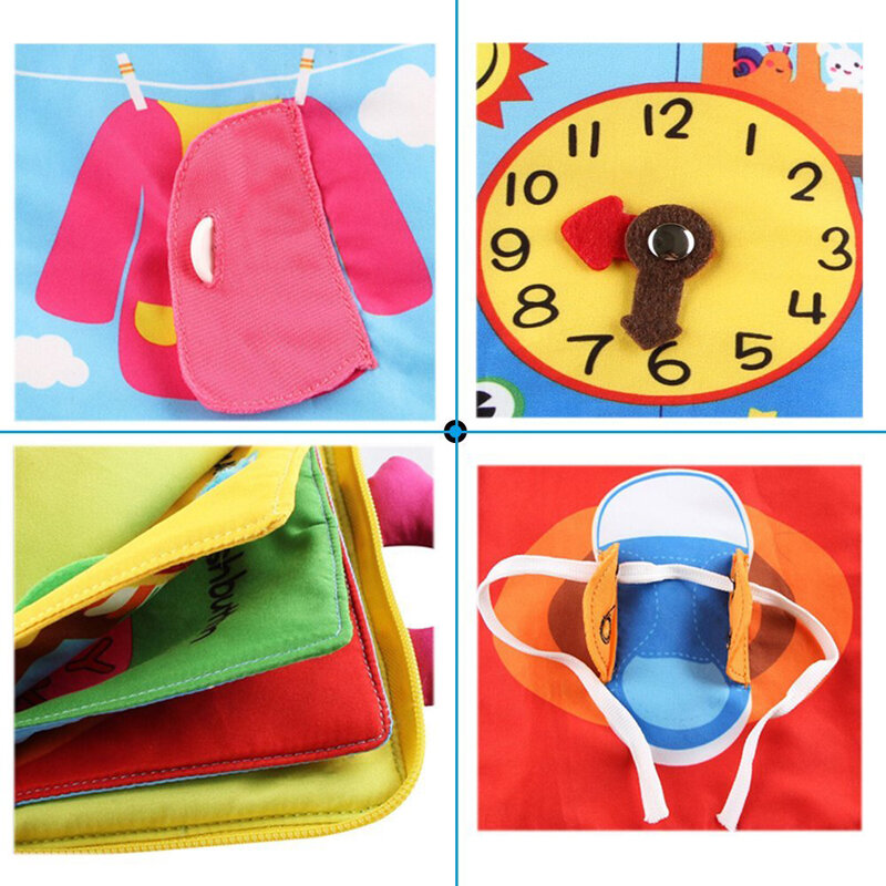 12 Pages Educational Baby Toys Hot Infant Kids Early Development Cloth Books Cartoon Animal Learning Unfolding Activity Books #6