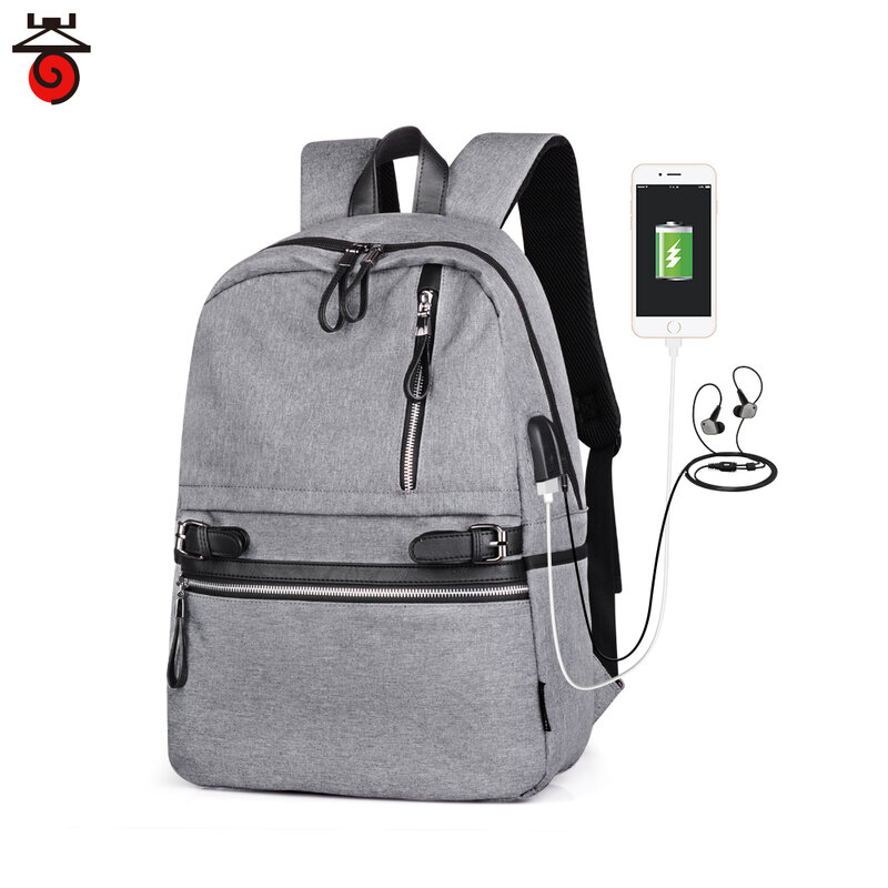 SenkeyStyle حقائب الظهر للرجال سعة كبيرة أسود الكتف الظهر USB شحن مقاوم للماء حقيبة سفر الذكور عادية