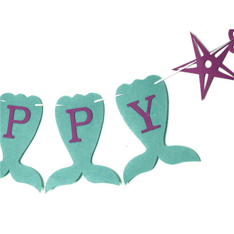 لافتة عيد ميلاد سعيد تحت عنوان حورية البحر لديكور حفلات أعياد الميلاد الصيفية للفتيات