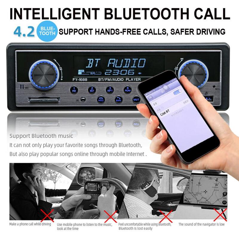 راديو السيارة Aux بلوتوث FM ستيريو الصوت MP3 USB الراديو الفقرة السيارات الالكترونيات 1 الدين سيارة الوسائط المتعددة لاعب ، مع التحكم عن بعد