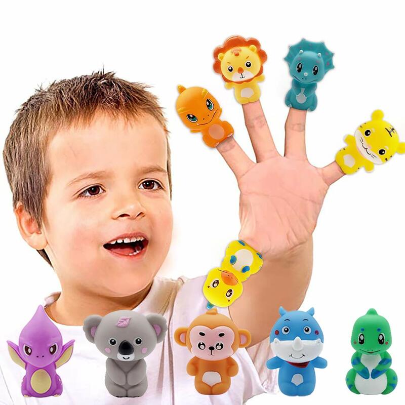 5 قطعة/المجموعة/مجموعة من دمى الأصابع للأطفال والحيوانات الصغيرة التعليمية الأيدي الصغيرة لعب الأطفال دمى الأصابع المطاطية الملونة المسرح