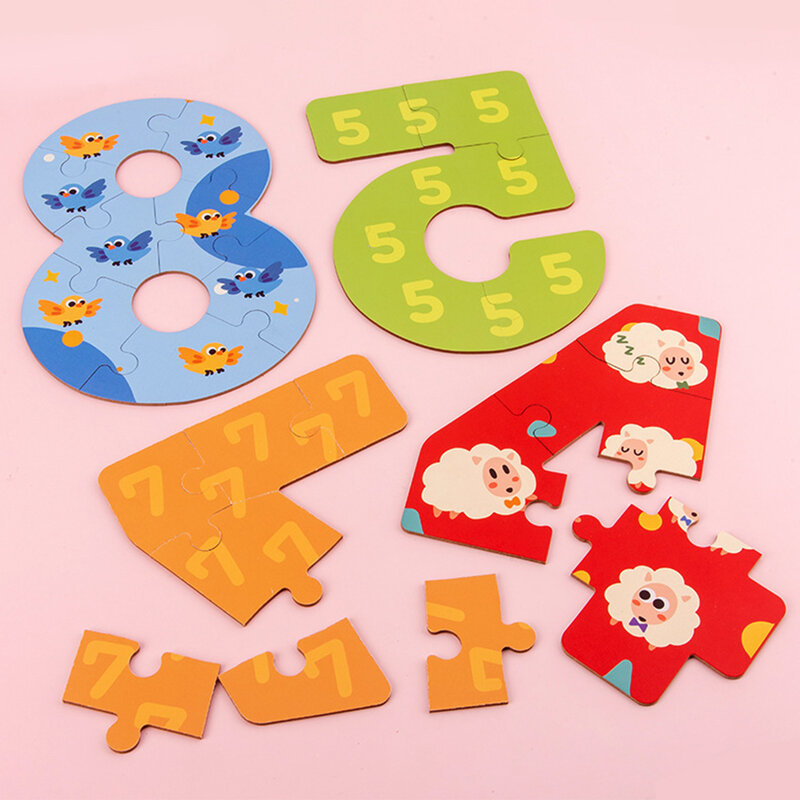 عدد خشبي لعبة الأجزاء المقطعة للحروف الأبجدية مع أنماط ملونة ألعاب تعليمية للأطفال هدية