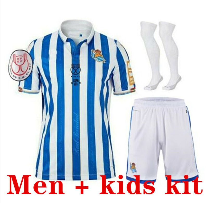2021 المجتمع الملكي كأس الملك نسخة قمصان كرة قدم أطقم 20 21 ريال سوسيداد النهائي camiseta الرجال + كرة قدم للأطفال القمصان