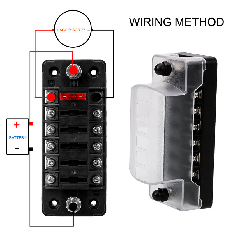 غطاء بلاستيكي 6 طرق 12 طرق 32 فولت 75A حامل الصندوق الصمامات مع مؤشر LED فيوز شفرة ضوء كتلة للسيارات السيارات قارب البحرية