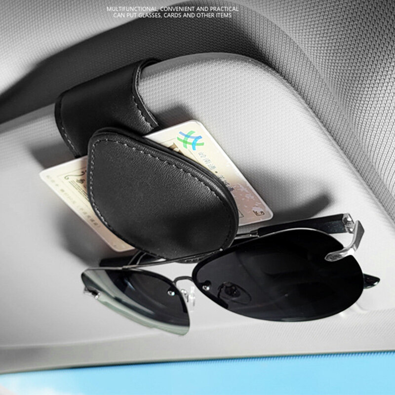 سيارة الشمس قناع كليب نظارات إطار جلد متعدد الوظائف بيل حامل بطاقة إطار سيارة النظارات الشمسية