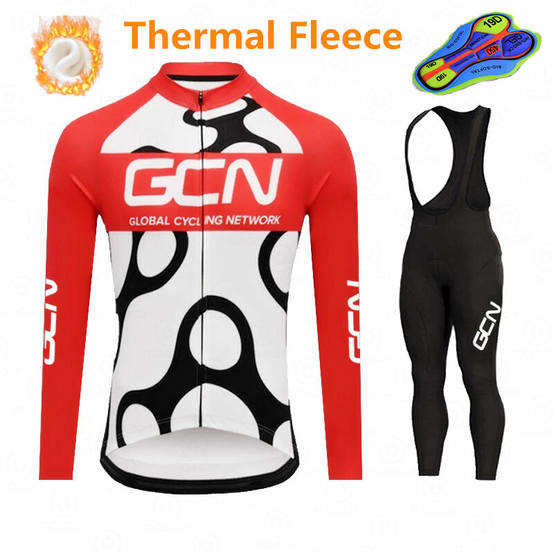 2021 GCN Winter New Cycling Jersey Set Ribble Weldtite team Long Sleeve Fleece MTB Road Bike Shirt Suit Cycling Maillot Culotte