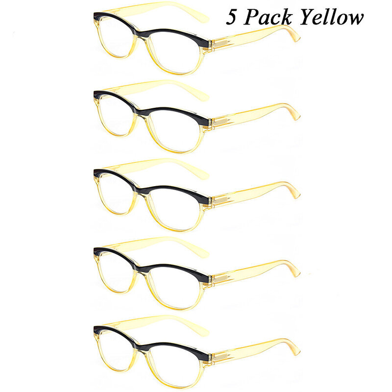Boncamor 4 حزمة نظارات للقراءة الرجال المرأة مريحة إطار بلاستيك الربيع المفصلي قارئ الديوبتر + 1.0 + 2.0 + 3.0 + 4.0 + 5.0 + 6.0
