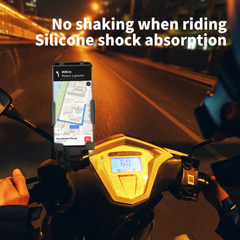 دراجة نارية حامل هاتف 360 دوران مطاط سيليكون عالمي مستقر قابل للتعديل ركوب حامل جوّال بلاستيكي حامل