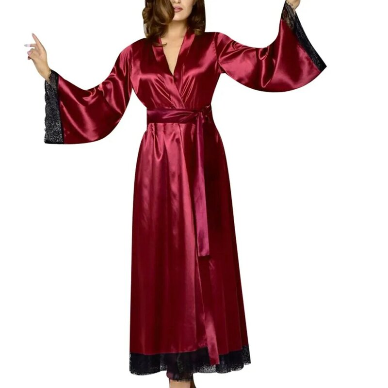 ليلة ناعمة جديدة رداء كيمونو الحرير رداء المرأة الحرير وصيفه الشرف Robes مثير الأحمر Robes الساتان رداء السيدات خلع الملابس العباءات 2020