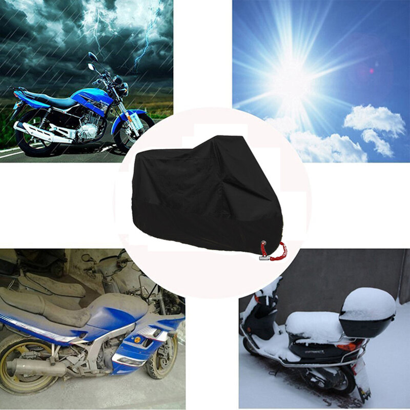 190T المواد السوداء غطاء دراجة نارية في الهواء الطلق الأشعة فوق البنفسجية حامي كل موسم مقاوم للماء دراجة المطر الغبار سكوتر مزود بمحرك يغطي