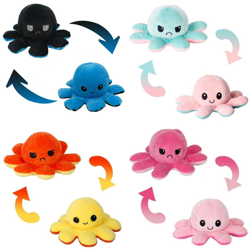 Octopns جميل الأطفال لينة هدية Octopns أفخم الحيوان الأطفال مزدوجة الوجه دمية لينة لطيف أفخم Peluches ألعاب من نسيج مخملي