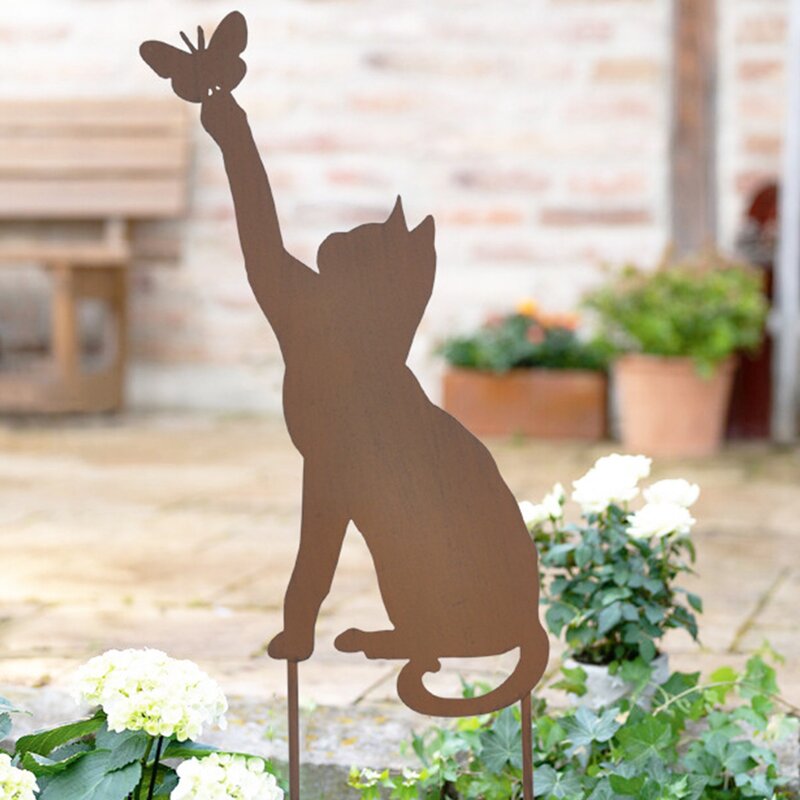 فن الديكور شقي المعادن القط حديقة حصص للخارجية المنزلية المرآب الحظيرة بارك الفناء الخلفي الحلي الحيوان الصور الظلية