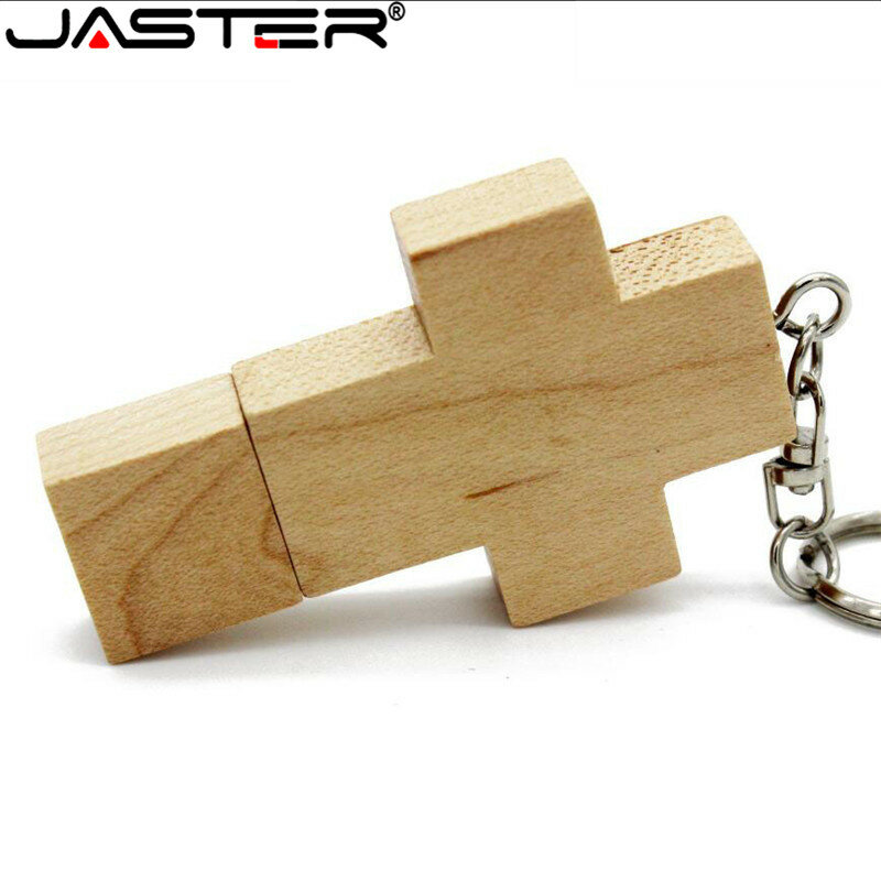 JASTER 1 قطعة الشحن شعار الخشب بندريف الخشب عبر USB فلاش محرك ذاكرة USB 64GB 16GB 32GB الصلبان فلاش حملة المفاتيح هدية