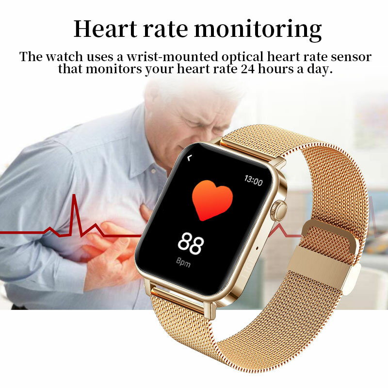 LIGE جديد الرجال ساعة ذكية النساء 1.69 "كامل اللمس بلوتوث دعوة جهاز تعقب للياقة البدنية مراقب معدل ضربات القلب ضغط الدم سوار ذكي