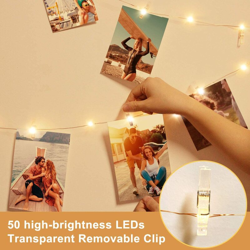 LED سلسلة ضوء الجنية أضواء اكليل مع صور كليب USB بطارية تعمل جارلاند للعام الجديد عيد الميلاد الديكور غرفة ديكور