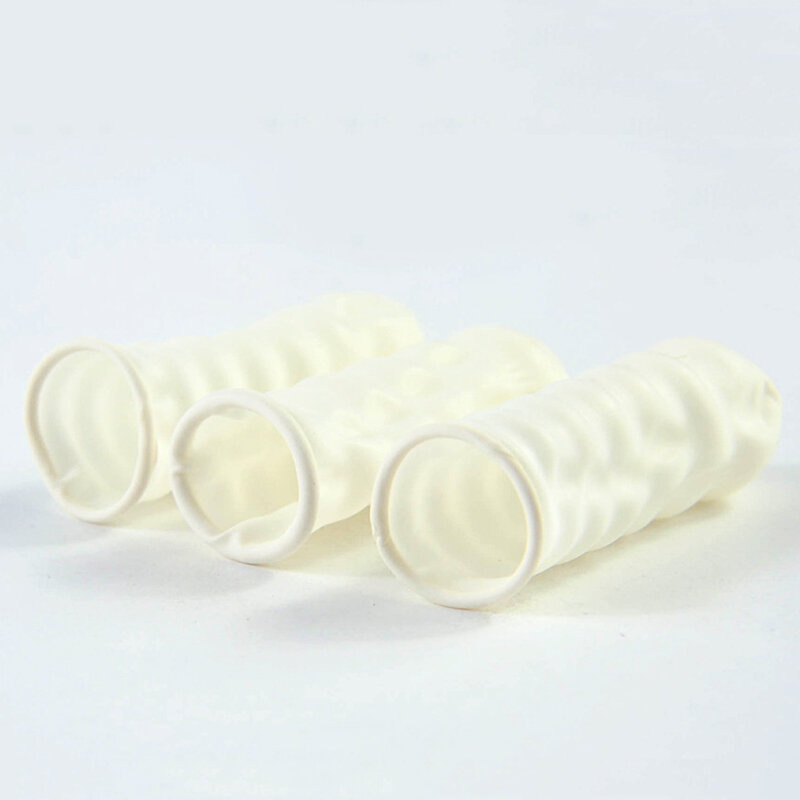 جديد جديد 100 قطعة المطاط الطبيعي قفازات يمكن التخلص منها غطاء للأصابع عدم الانزلاق مكافحة ساكنة إصبع حامي قفازات الأبيض إصبع غطاء
