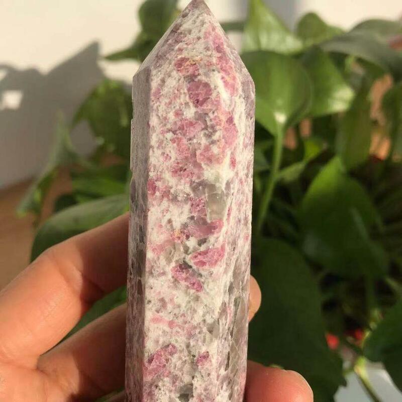 جميلة الوردي التورمالين الكريستال الطبيعي الريكي شفاء هدية الزخرفية