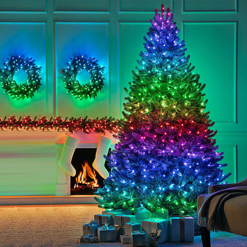 RGB عيد الميلاد الجنية أضواء LED عيد الميلاد قلادة جارلاند سلسلة الإضاءة لعيد رأس السنة الجديدة الديكور في الهواء الطلق قطرة الحلي