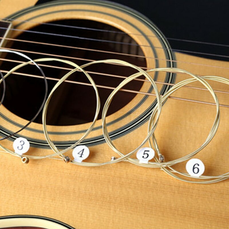 6 قطعة الكهربائية/الصوتية الكلاسيكية الغيتار الشعبي سلاسل الخشب النحاس سداسية الأساسية سلسلة سيفين سلسلة استبدال النحاس المقاوم للصدأ