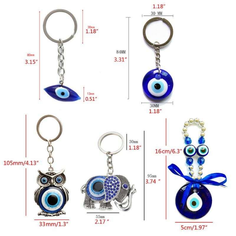 سلسلة مفاتيح تركية زرقاء عين الشر ، حلقة مفاتيح سيارة ، تميمة سحر الحظ ، قلادة مجوهرات