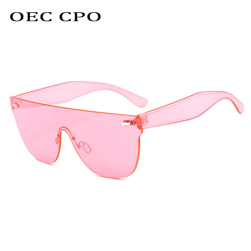 المتضخم بدون شفة النظارات الشمسية النساء الرجال العلامة التجارية كاندي مربع النظارات الشمسية الملونة المرأة شفافة بدون إطار النظارات O26