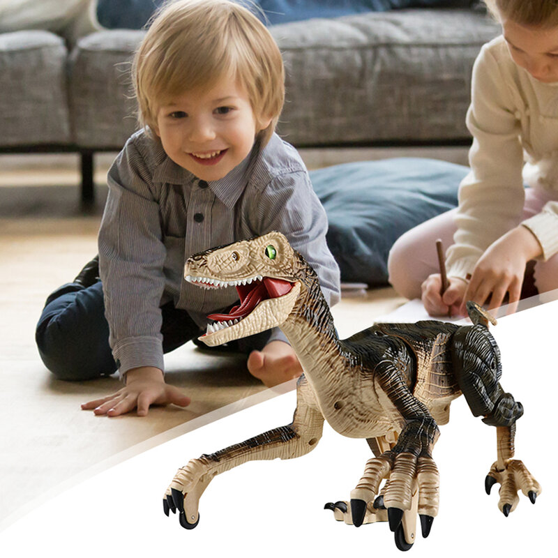 2.4G RC ديناصور رابتور الجوراسي التحكم عن بعد Velociraptor لعبة المشي الكهربائية دينو التنين لعب للأطفال هدايا عيد الميلاد