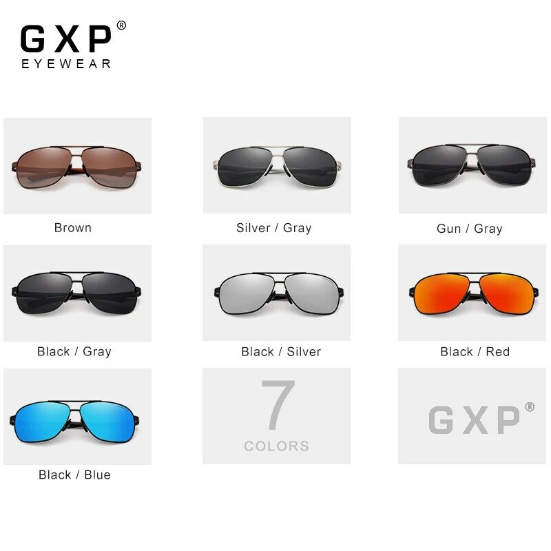 نظارات شمسية GXP للرجال ، عدسات مستقطبة ، نمط أفياتور ريترو ، تصميم علامة تجارية ، للرياضة ، الإجازات ، UV400
