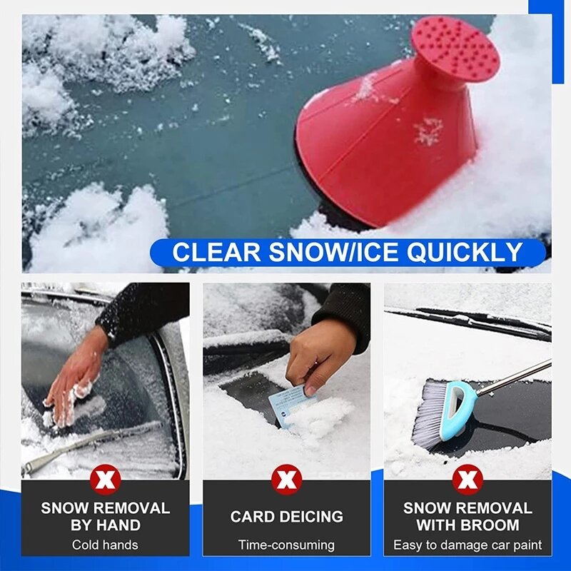 الشتاء السيارات السيارات ماجيك نافذة الزجاج الأمامي مكشطة ثلج للسيارة على شكل قمع الثلوج مزيل مزيل مخروط أداة كشط مستديرة