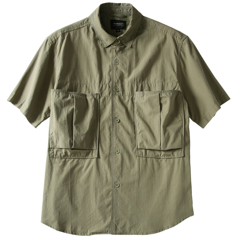 عالية الجودة لون نقي قميص غير رسمي القطن العصرية البضائع قمصان قصيرة الأكمام قميص قميص رجالي الصيف نمط جديد اليابانية القمصان