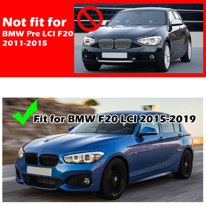 ملحقات شبكة الرادياتير الأمامي لشواية الرادياتير لسيارات BMW 1 Series F20 F21 120i LCI تصفيف الشعر 2015-2019