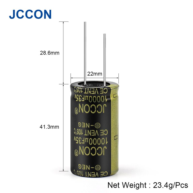 10 قطعة JCCON ألومنيوم مُكثَّف كهربائيًا 35V10000UF 22x40 مكثفات مقاومة منخفضة ESR منخفضة التردد #6