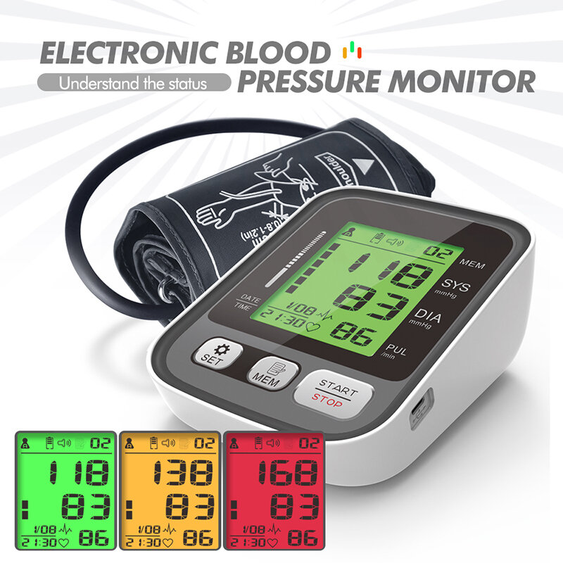 الذراع العلوي التلقائي مراقبة ضغط الدم نبض مقياس ضغط الدم BP رصد معدل ضربات القلب نبض متر