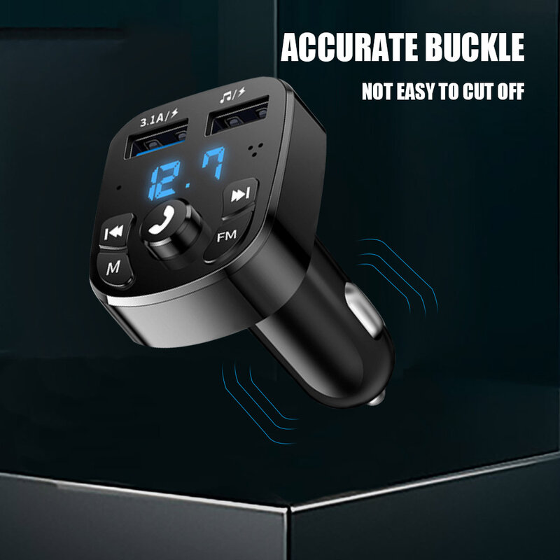 سيارة حر اليدين بلوتوث 5.0 طقم جهاز بث إف إم للسيارة MP3 المغير لاعب لاسلكي يدوي استقبال الصوت المزدوج USB شاحن سريع