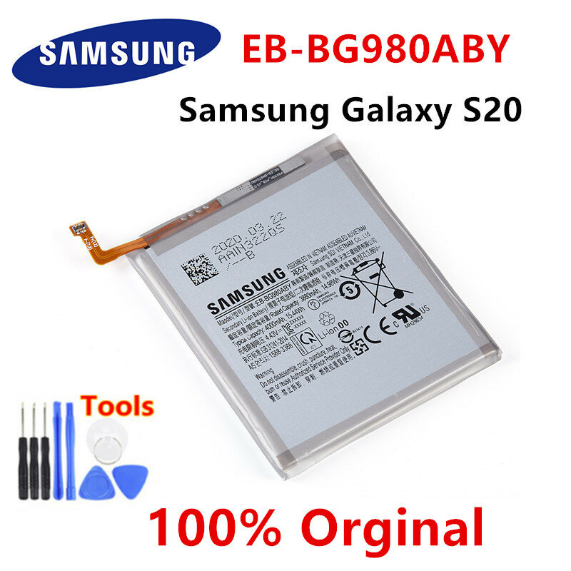 سامسونج 100% الأصلي EB-BG980ABY 4000mAh استبدال البطارية لسامسونج غالاكسي S20 S 20 بطاريات الهاتف المحمول + أدوات