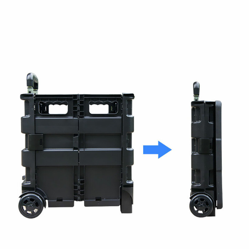 المحمول عربة قابلة للطي البلاستيك عجلتين المتداول قابل للسحب عربة اليد للطي البقالة للطي عربة خدمات عربة اليد