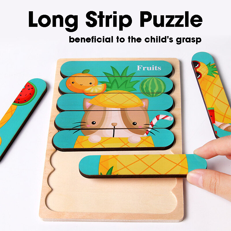 مزدوجة من جانب ثلاثية الأبعاد الألغاز لعبة طفل المواد الخشبية مونتيسوري ألعاب تعليمية للأطفال الطوب الكبير للأطفال لعب للتعلم