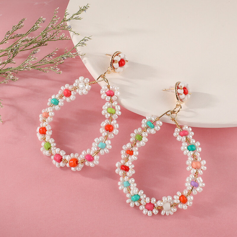 Boho Flower Earrings Bohemia Style Colored Floral Fashion Earrings Women Girls Spring Summer Jewelry Sweet Korean Accessories