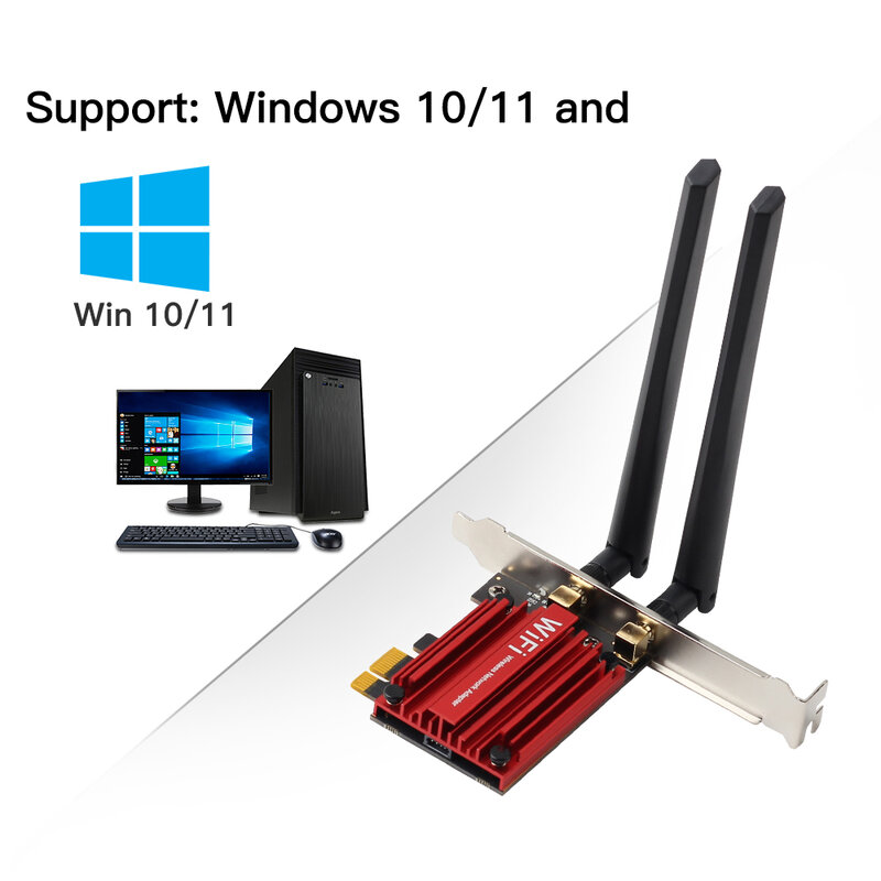 واي فاي 6E 1800Mbps واي فاي محول الشبكة Bluetooth5.2 ثنائي النطاق 2.4G/5GHz 802.11AX PCI-E بطاقة الشبكة اللاسلكية محول للكمبيوتر Win10