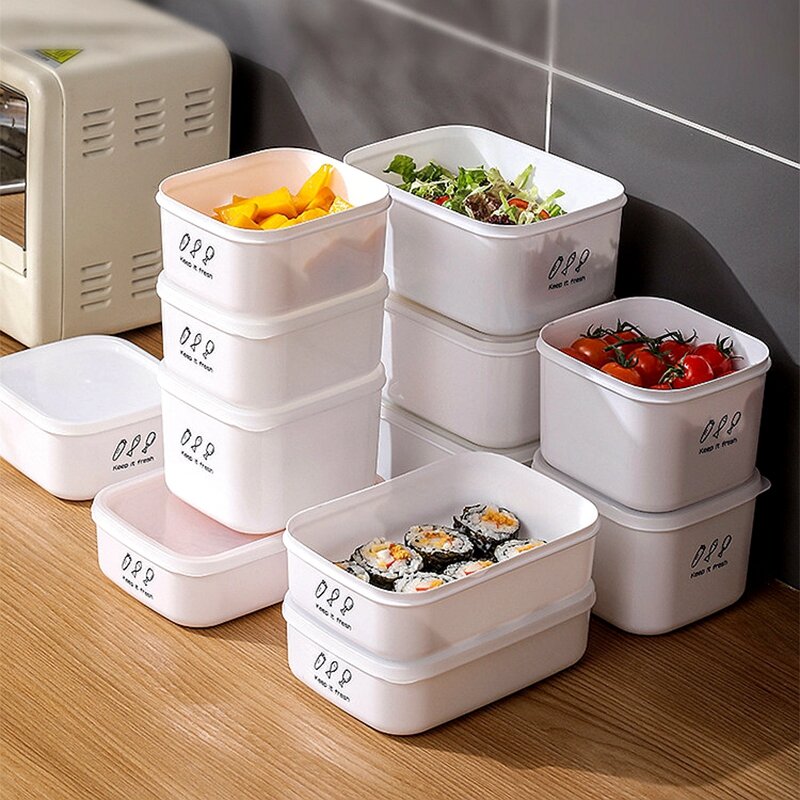 4 قطعة الغذاء المطبخ صندوق تخزين مستلزمات الحاويات المنظم ساحة فراغ غطاء صندوق تخزين الفواكه والخضروات