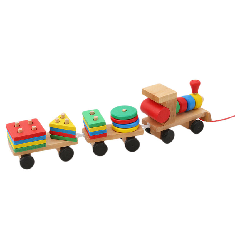 الأكثر مبيعًا ألعاب أطفال 2021 ألعاب تطوير الطفل مجموعة شاحنات قطار خشبية كتل هندسية لعبة هدايا رائعة