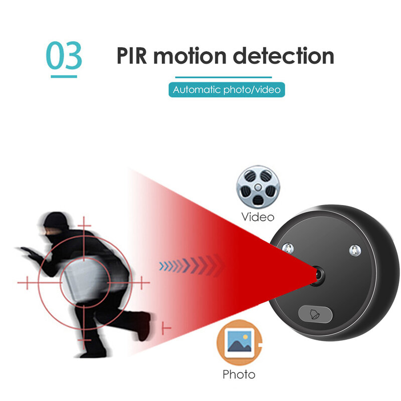 R11 جرس الباب الرقمي الذكي الإلكترونية ثقب الباب المشاهد 2.4 بوصة LCD شاشة ملونة الأشعة تحت الحمراء للرؤية الليلية باب كاميرا فيديو جرس الباب