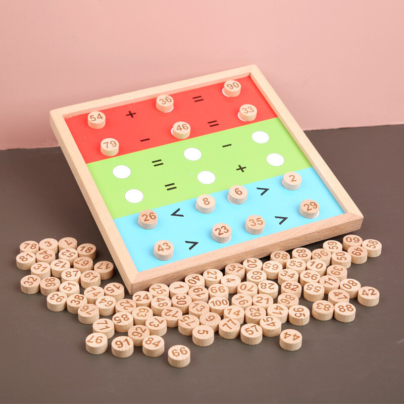 الرياضيات مونتيسوري ألعاب خشبية تعليمية للأطفال طفل 1-100 أرقام الجدول إضافة الطرح التعلم وسائل تعليمية تعليمية