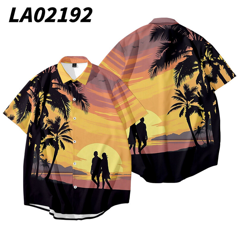 الصيف سترة قصيرة الأكمام قمصان كبيرة الحجم لوحات الرقمية قمصان مطبوعة قمصان رجالية عادية شاطئ قمصان حجم كبير 6XL