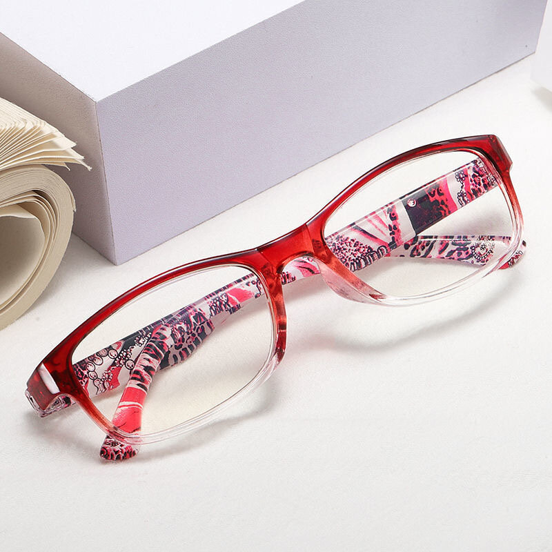 موضة جديدة نظارات للقراءة واضحة زهرة المطبوعة النظارات المضادة للأشعة الزرقاء للجنسين نظارات 1.0 1.5 2.0 2.5 3.0 3.5 4.0