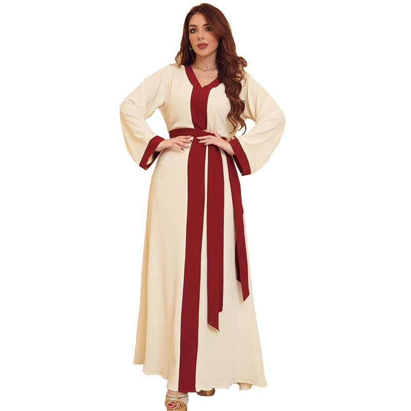 فستان مسلم للنساء سليم فستان بكم طويل أنقرة Robes دبي الإسلامية تركيا رمضان عباية طويلة ماكسي فستان خريف جديد 2021 #2