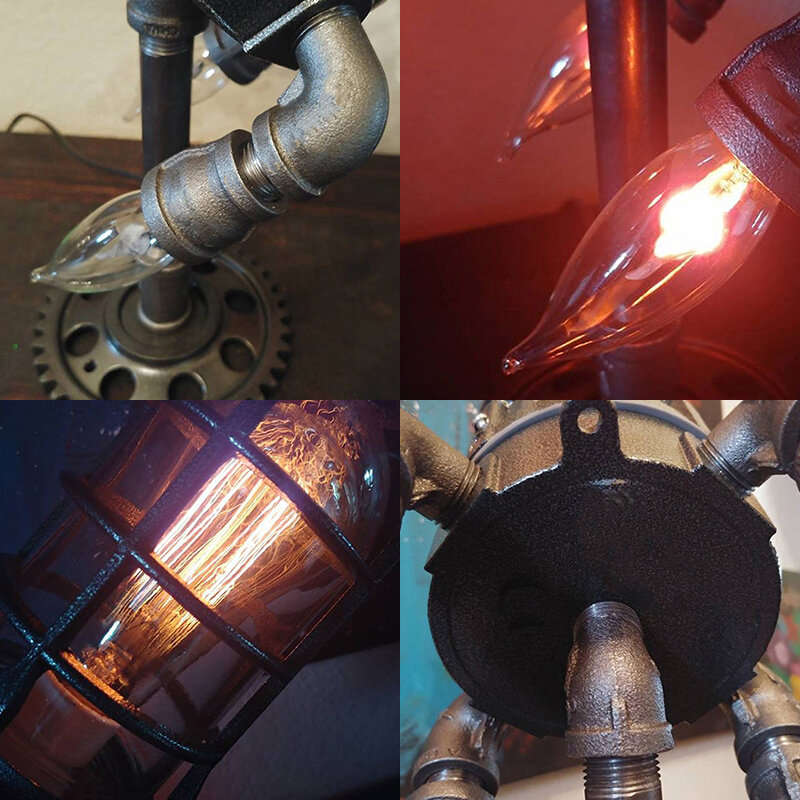 خمر Steampunk صاروخ الجدول مصباح لهب ليلة ضوء ل بار مخزن زخارف مكتب تركيبات الإضاءة الإبداعية Led مصابيح قائمة E26