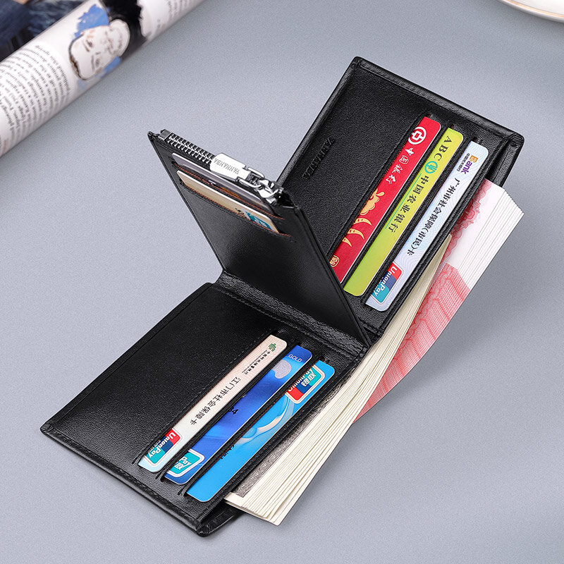 تتفاعل الرجال محفظة جلد طبيعي Bifold محفظة عادية تصميم فاخر المحفظة العلامة التجارية قصيرة ضئيلة حامل بطاقة الموضة عملة جيب